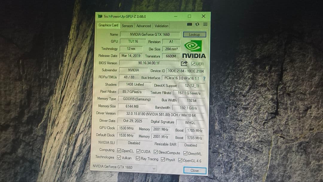 palit GTX 1660 STORMX 6G動作確認済み