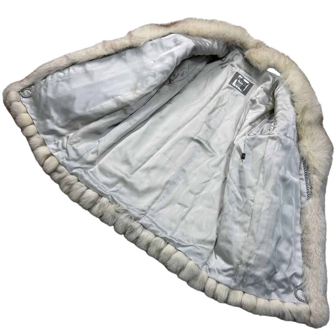 美品　サガフォックス　ブルーフォックス　XL相当　ファーコート　柔らか毛並み