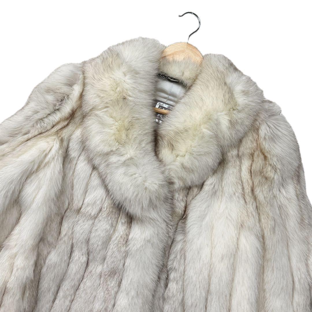 美品　サガフォックス　ブルーフォックス　XL相当　ファーコート　柔らか毛並み