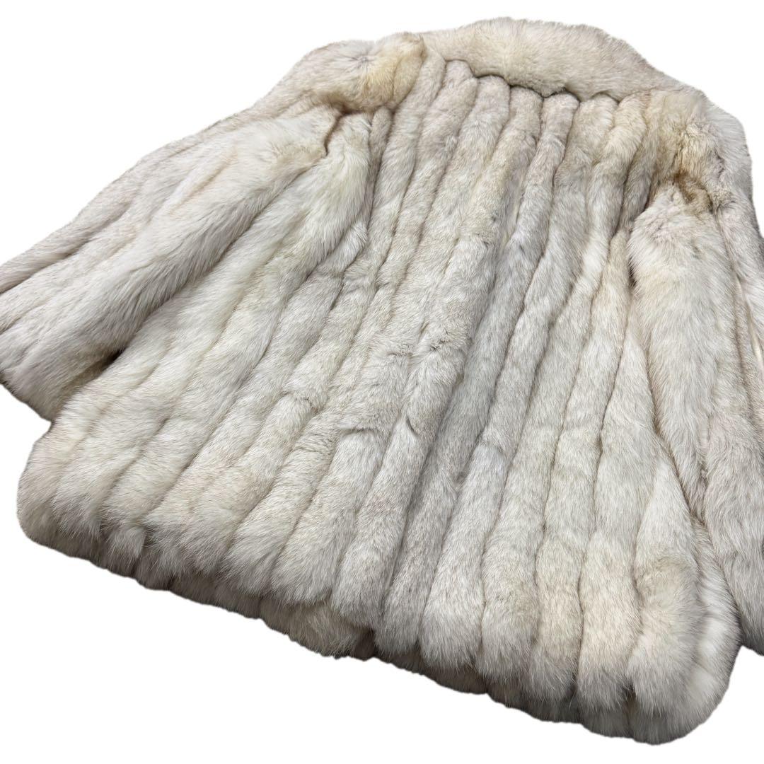 美品　サガフォックス　ブルーフォックス　XL相当　ファーコート　柔らか毛並み