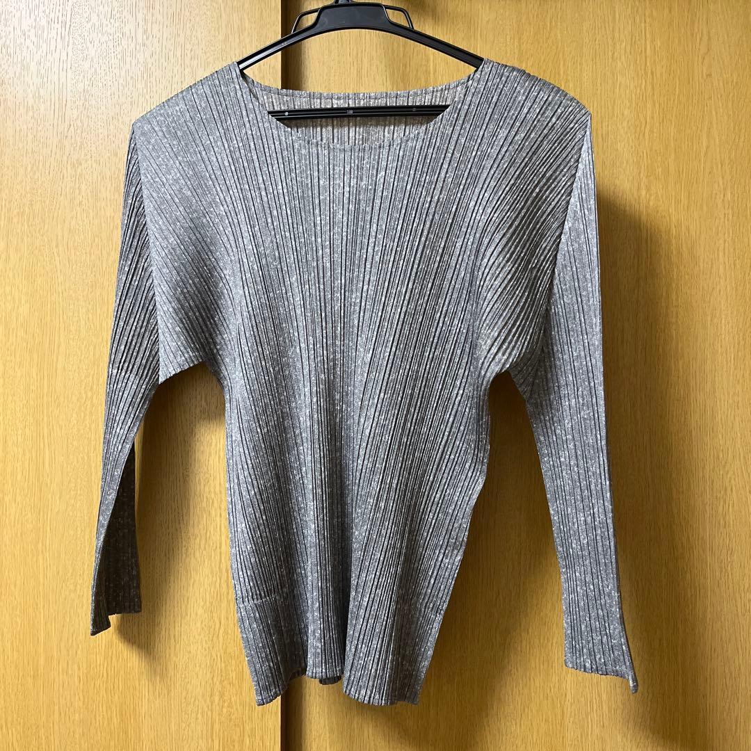 PLEATS PLEASE グレー 長袖 カットソー