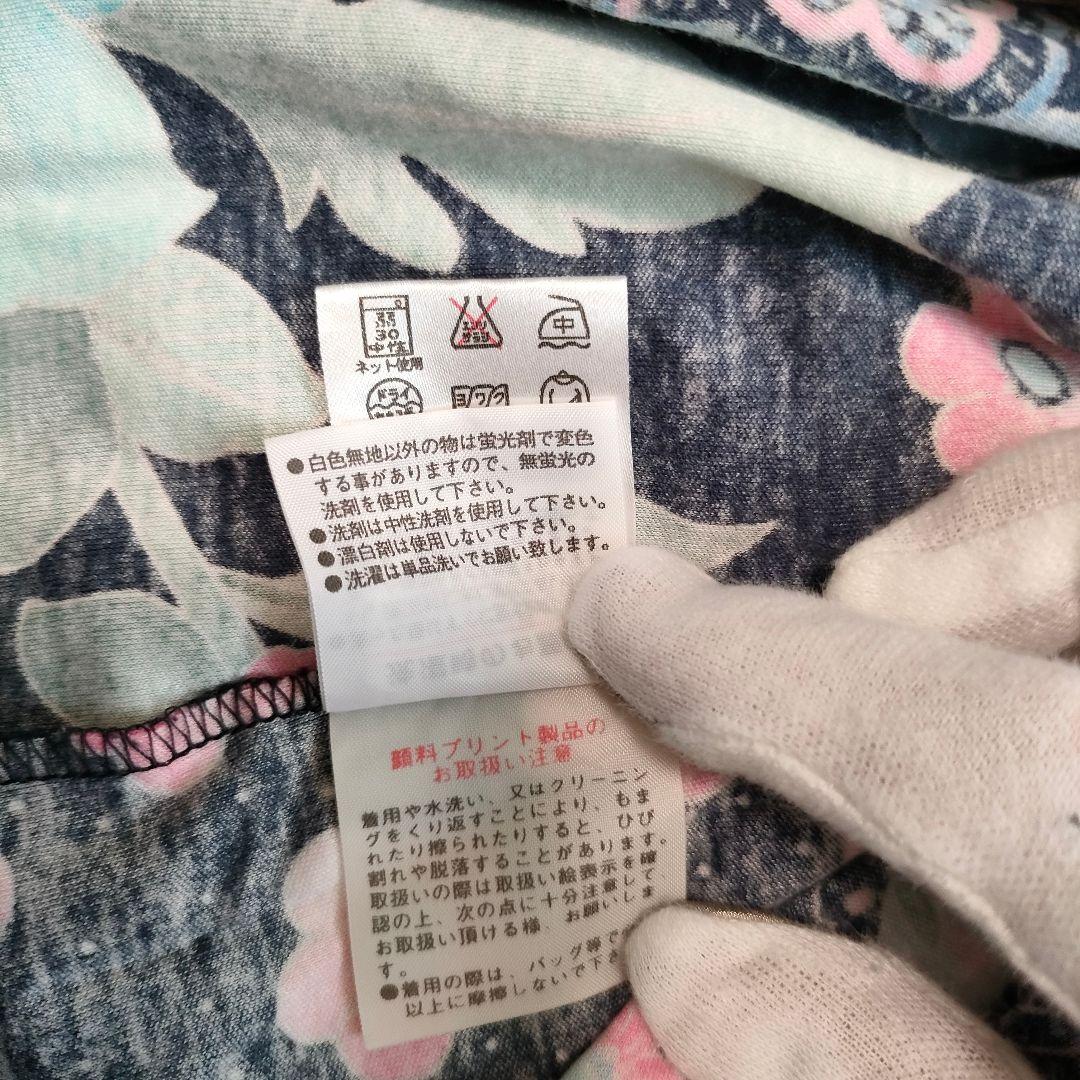 レオナール カットソー 黒 ピンク 花柄 プリント 大きいサイズ 42