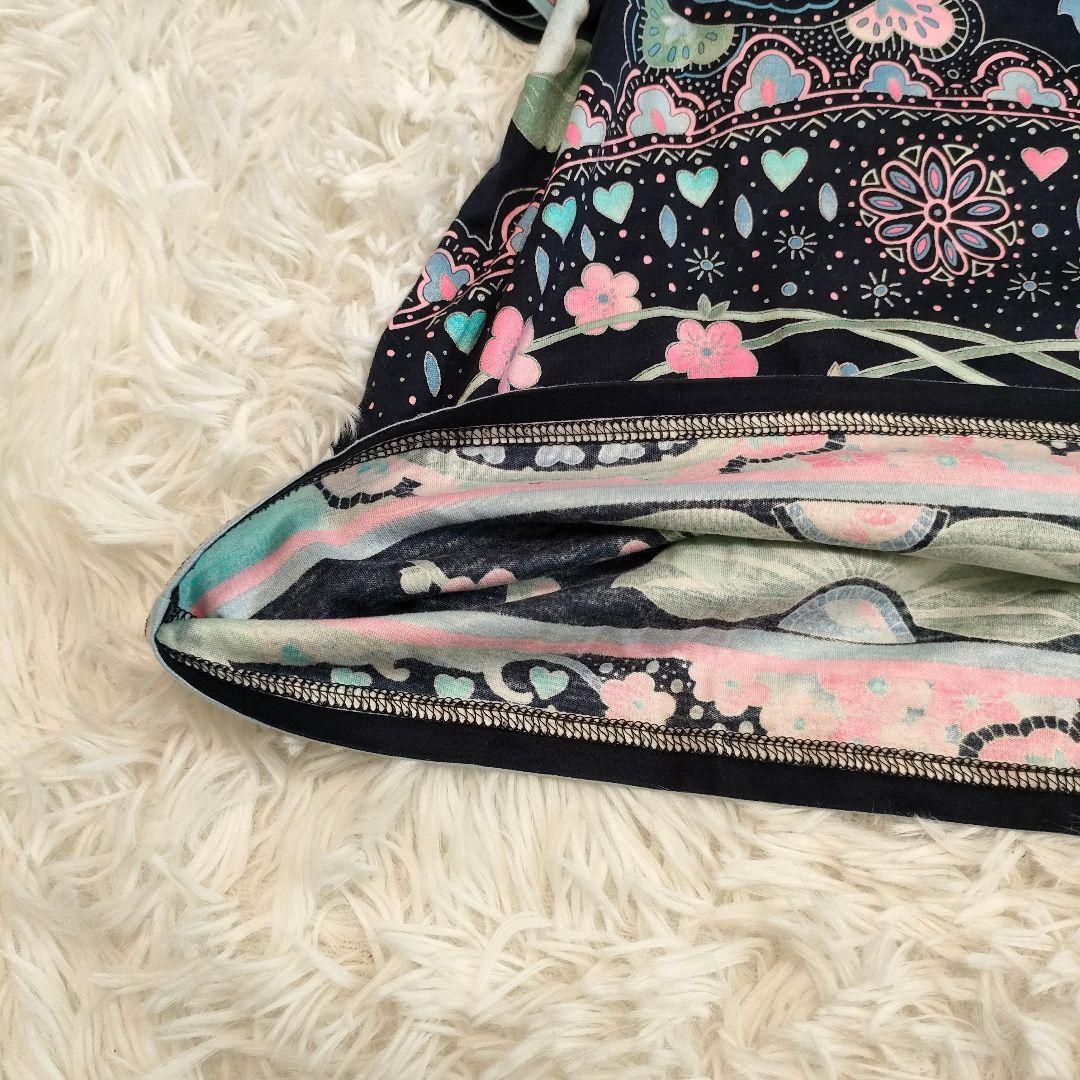 レオナール カットソー 黒 ピンク 花柄 プリント 大きいサイズ 42