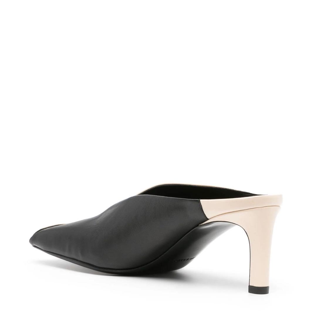 JIL SANDER ベージュ/ブラック バイカラー ミュール 36.5