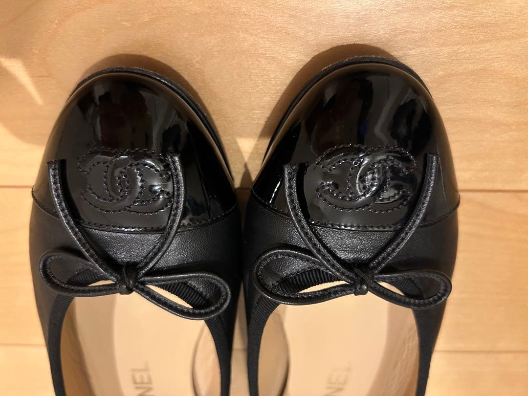 CHANEL バレリーナ　ラムスキン　エナメル　ブラック　36