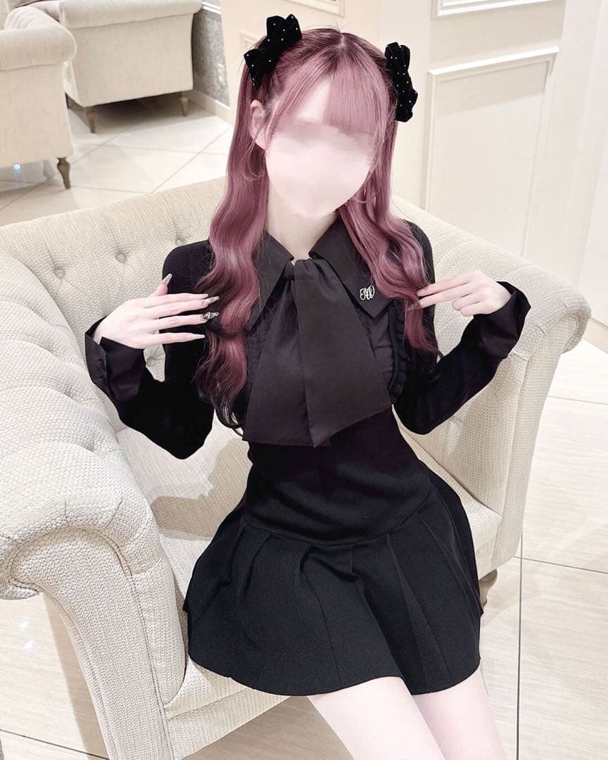 【即日発送】ハニーミュウ リボンブラウスドッキングワンピース ブラック