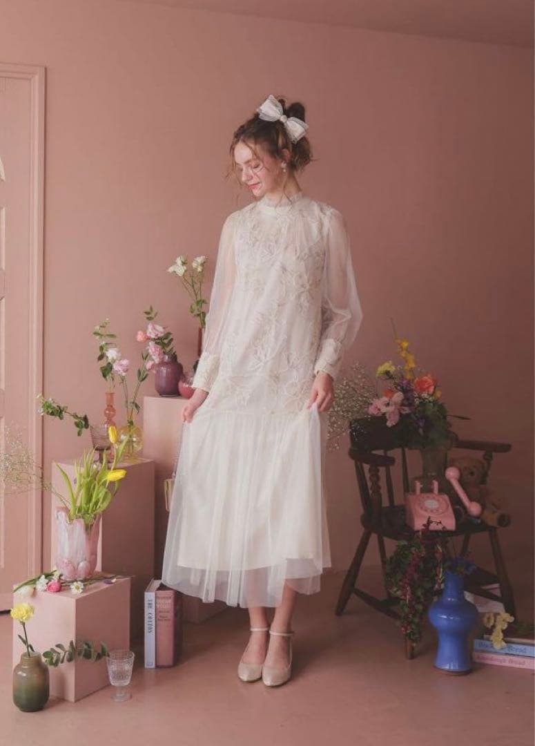 美品　ドリードール　フェザーフラワーチュールドレス オケージョンドレス