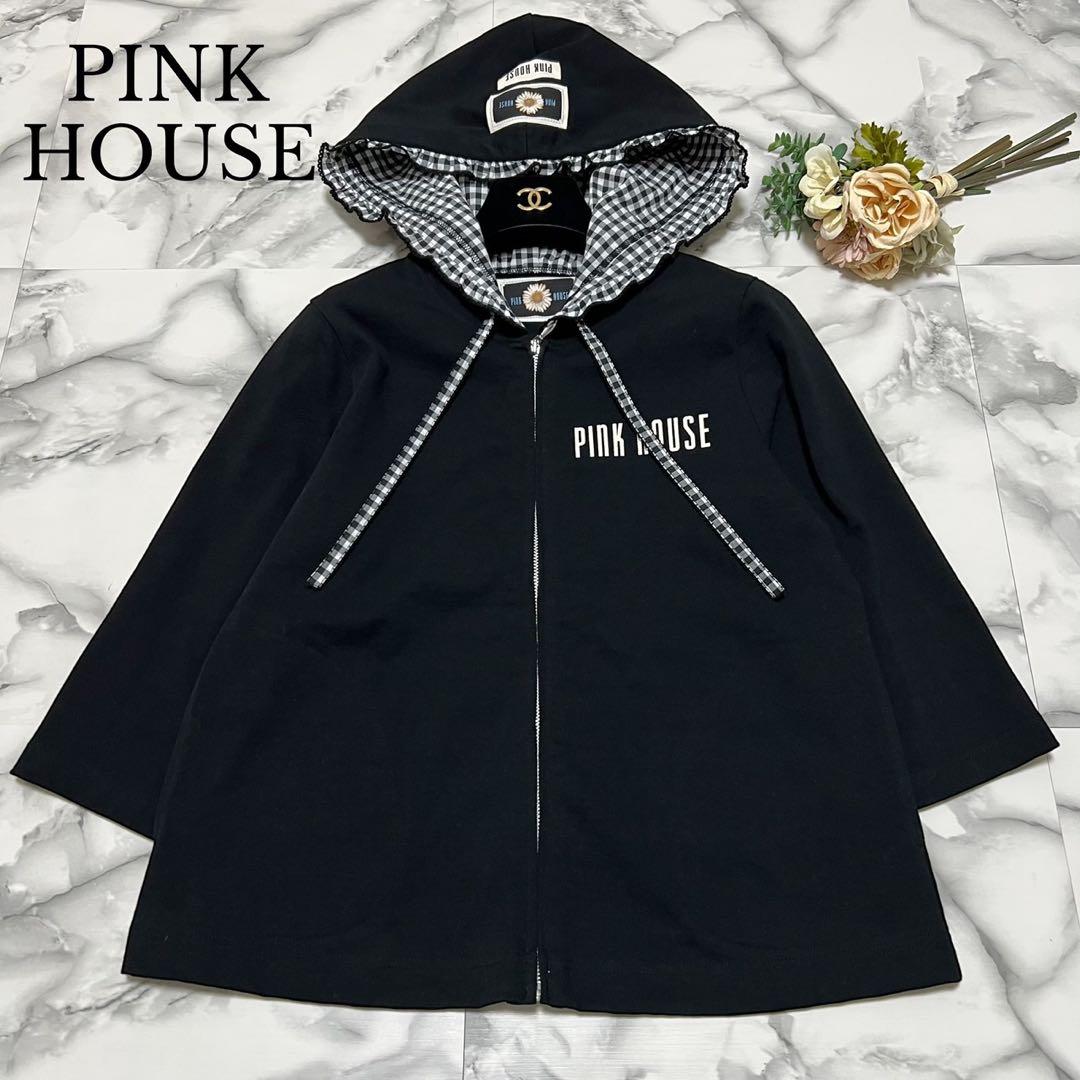 【極美品】ピンクハウス　ジップパーカー　2024年モデル　チェック　ブラック　M