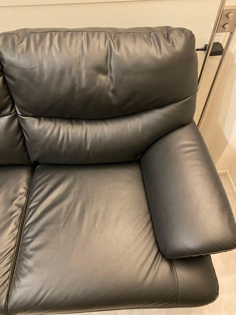 合成皮革 2人用ソファ( MK02KD Nシールド BK)　ブラック