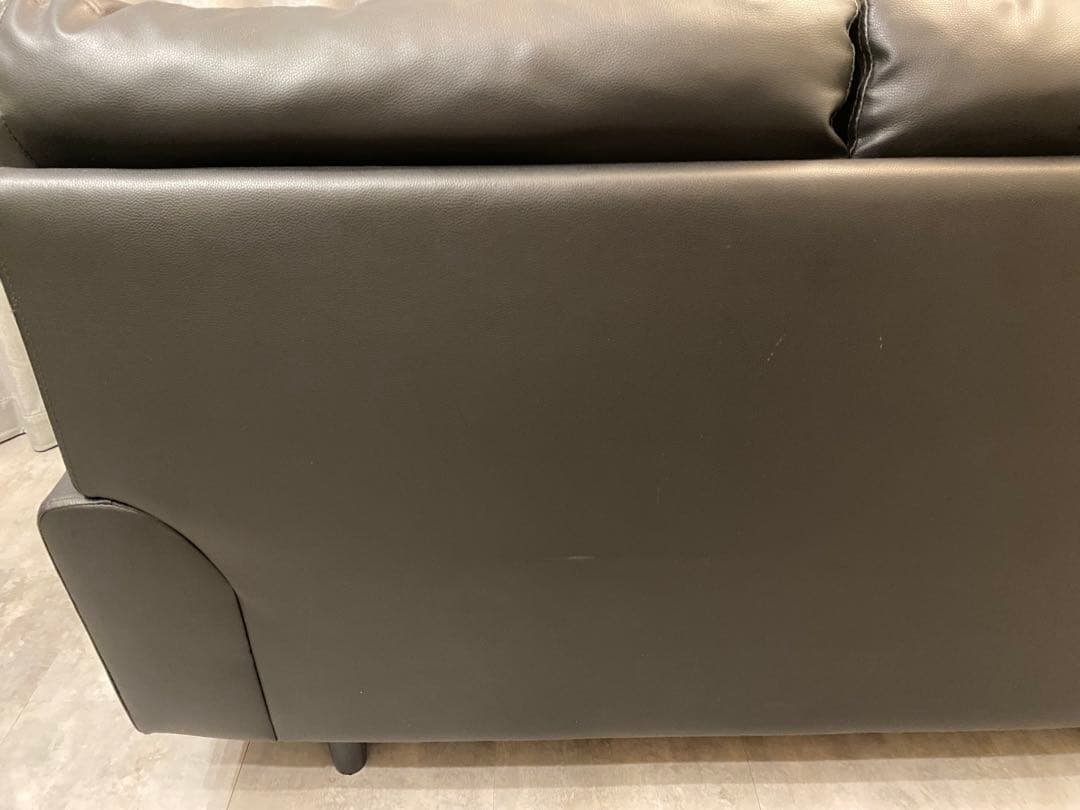 合成皮革 2人用ソファ( MK02KD Nシールド BK)　ブラック