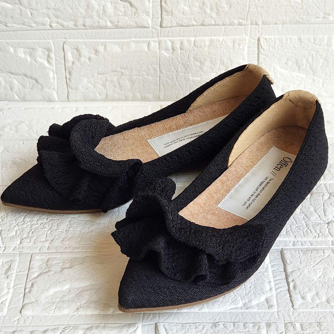 öffen pointed-FRIN❣️オッフェン フラットシューズ 39 黒