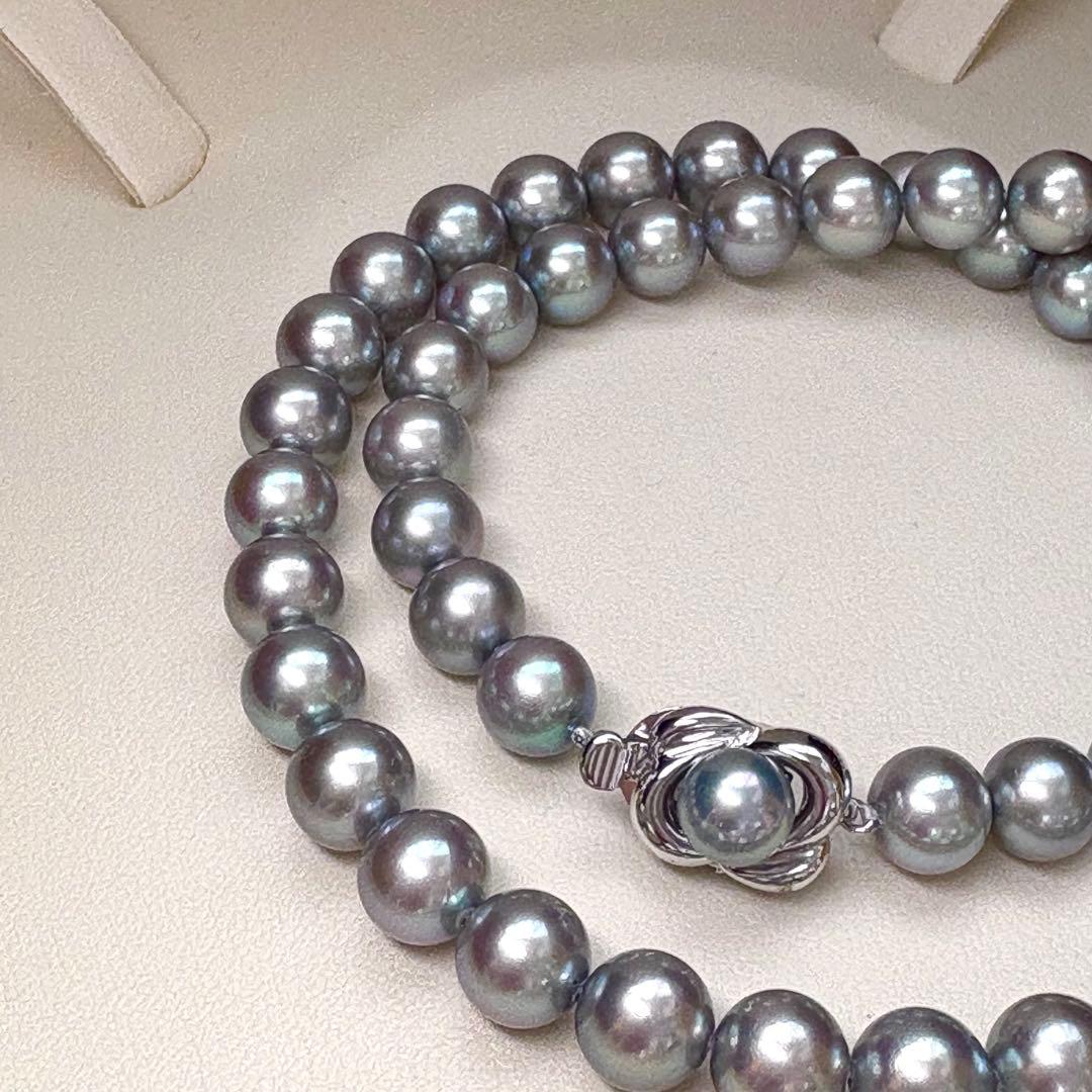 大珠✨TASAKI タサキ　あこや本真珠ネックレス　ブルーグレー　7.5-8mm
