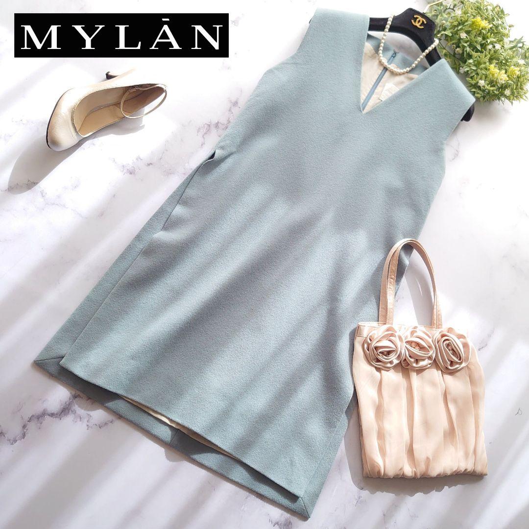 マイラン カシミヤ100％ ジレ ワンピース ベスト スリット ライトブルー