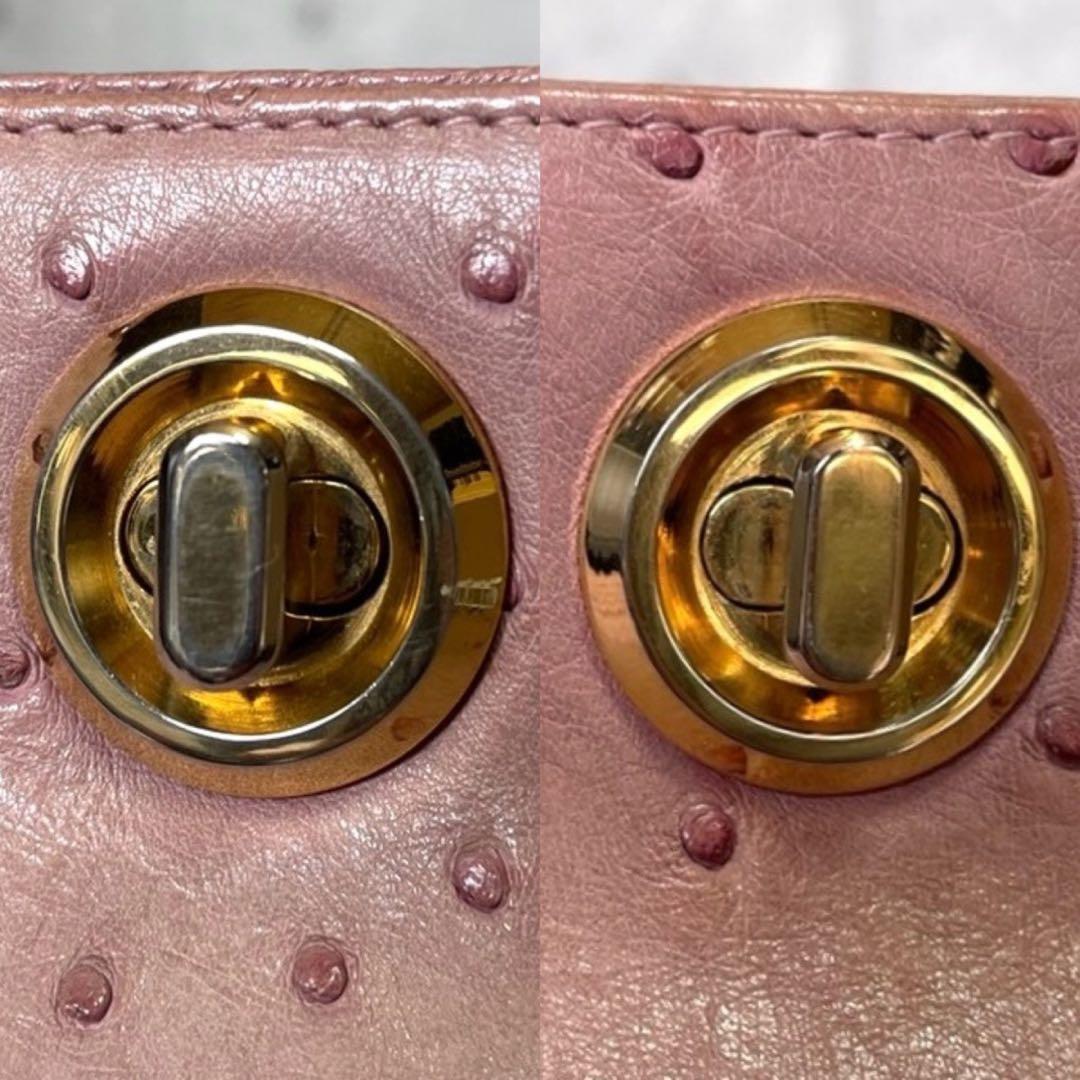 専用品HAMANO 濱野皮革工藝 オーストリッチ ダスティピンク ハンドバッグ