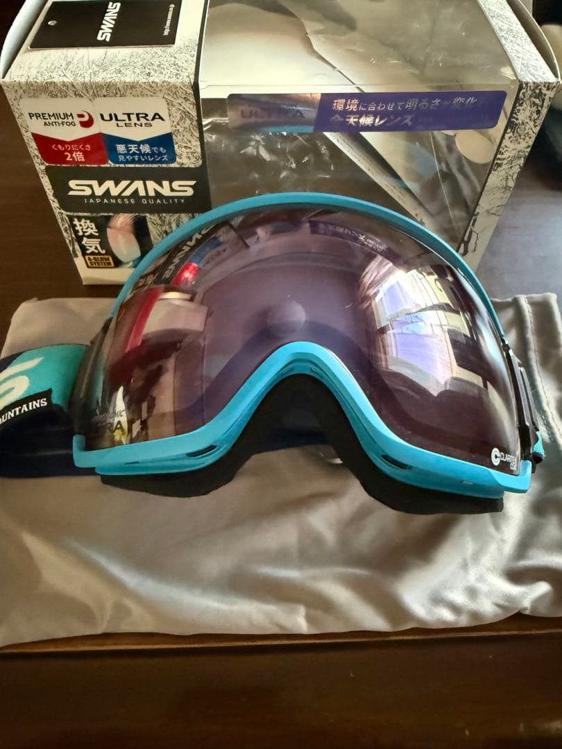 SWANS ゴーグル 青 全天候レンズ