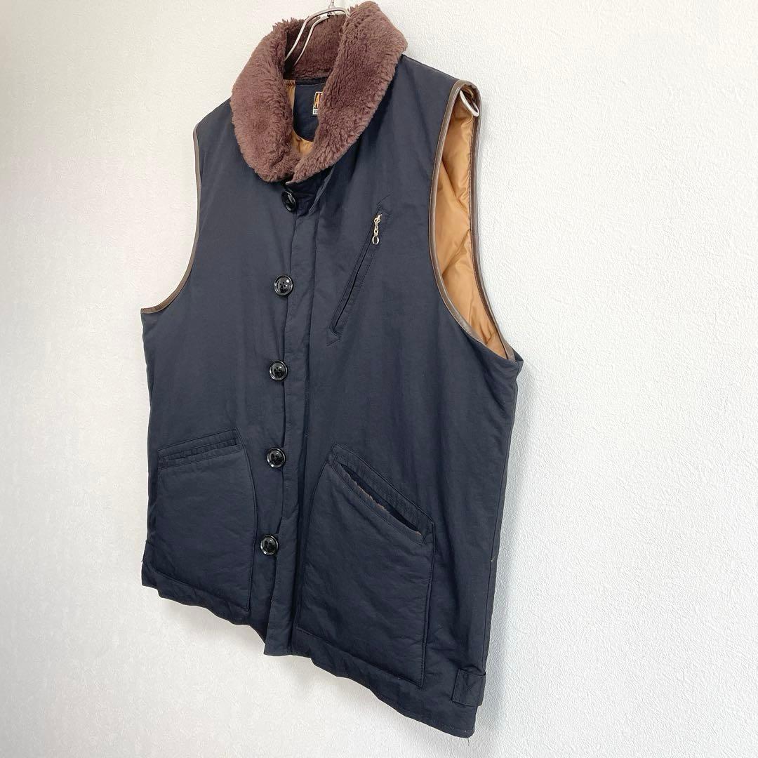 【希少】 AT-DIRTY デッキダウンベスト アーマー ベスト LL 黒 ボア