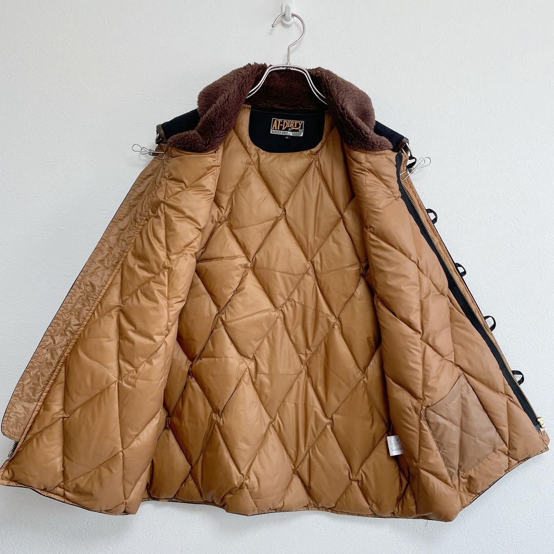 【希少】 AT-DIRTY デッキダウンベスト アーマー ベスト LL 黒 ボア