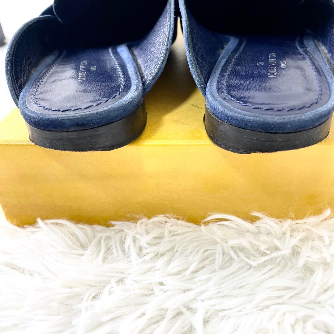 ルイヴィトン　LVサークル　スエード　ビジュー23.5cm ネイビー　サンダル