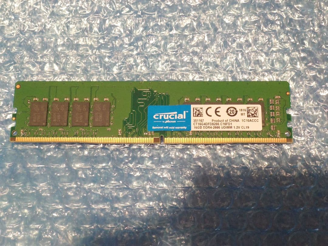 CRUCIAL デスクトップ用メモリ 16GB DDR4 2666 動作品