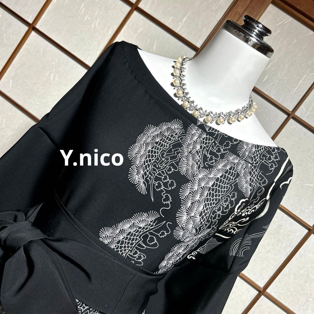 LL 着物リメイク 正絹 黒留袖 シンプルゆったりワンピース