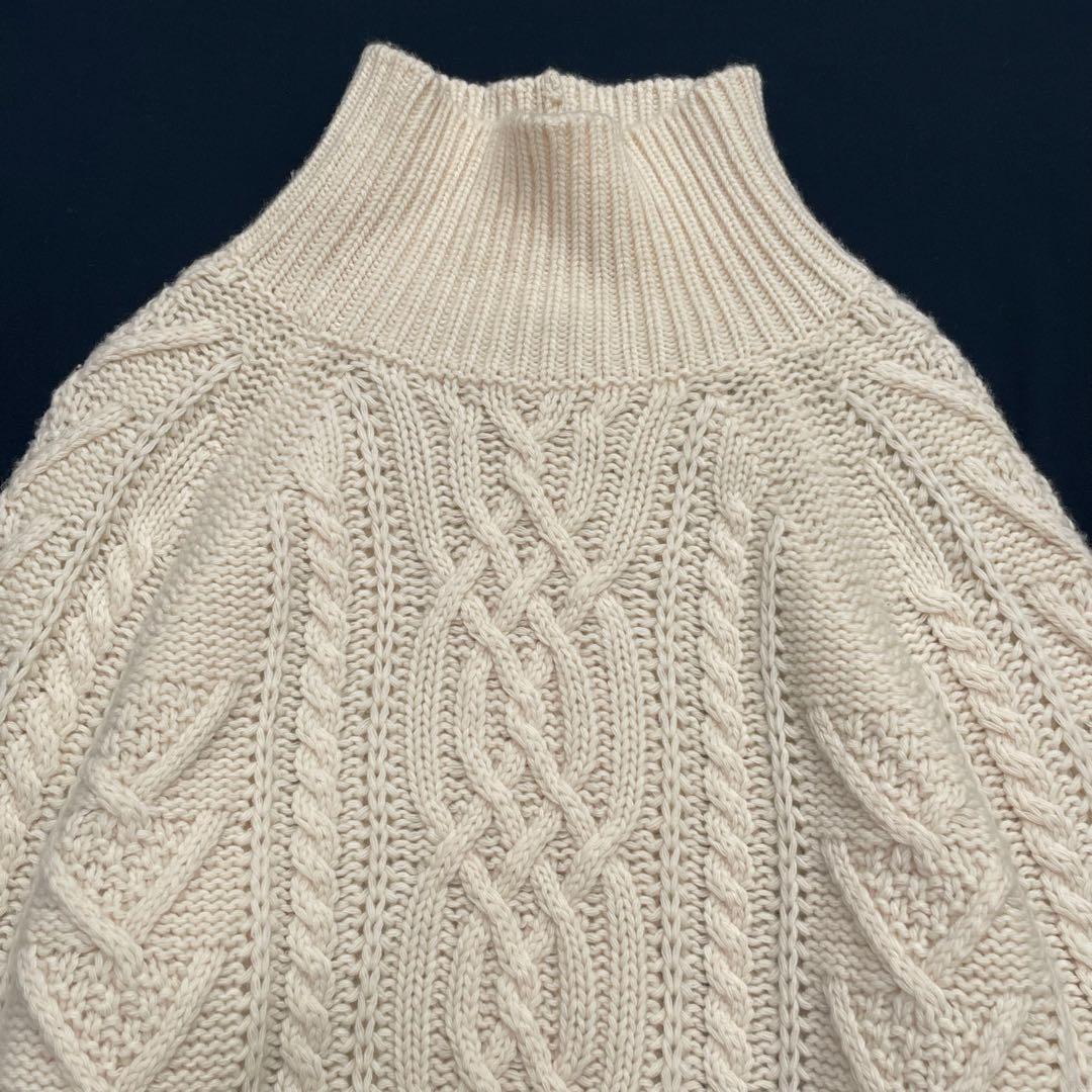 マックスマーラ 白タグ タートルネック ケーブルニット ワンピース S カシミヤ