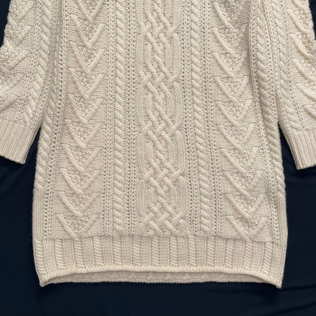 マックスマーラ 白タグ タートルネック ケーブルニット ワンピース S カシミヤ