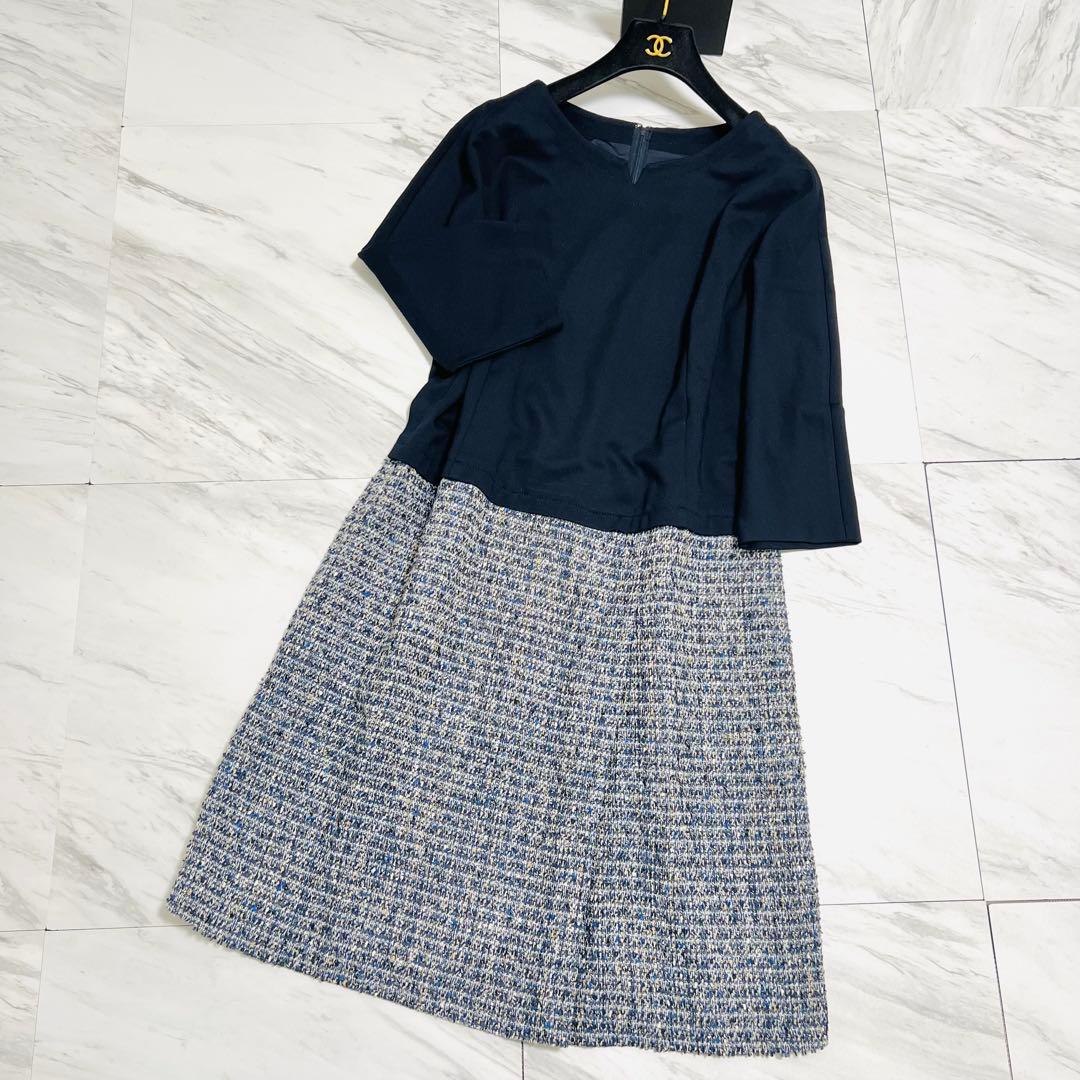 新品同様 レリアン 近年モデル ロングワンピース ツイード セレモニー 3L