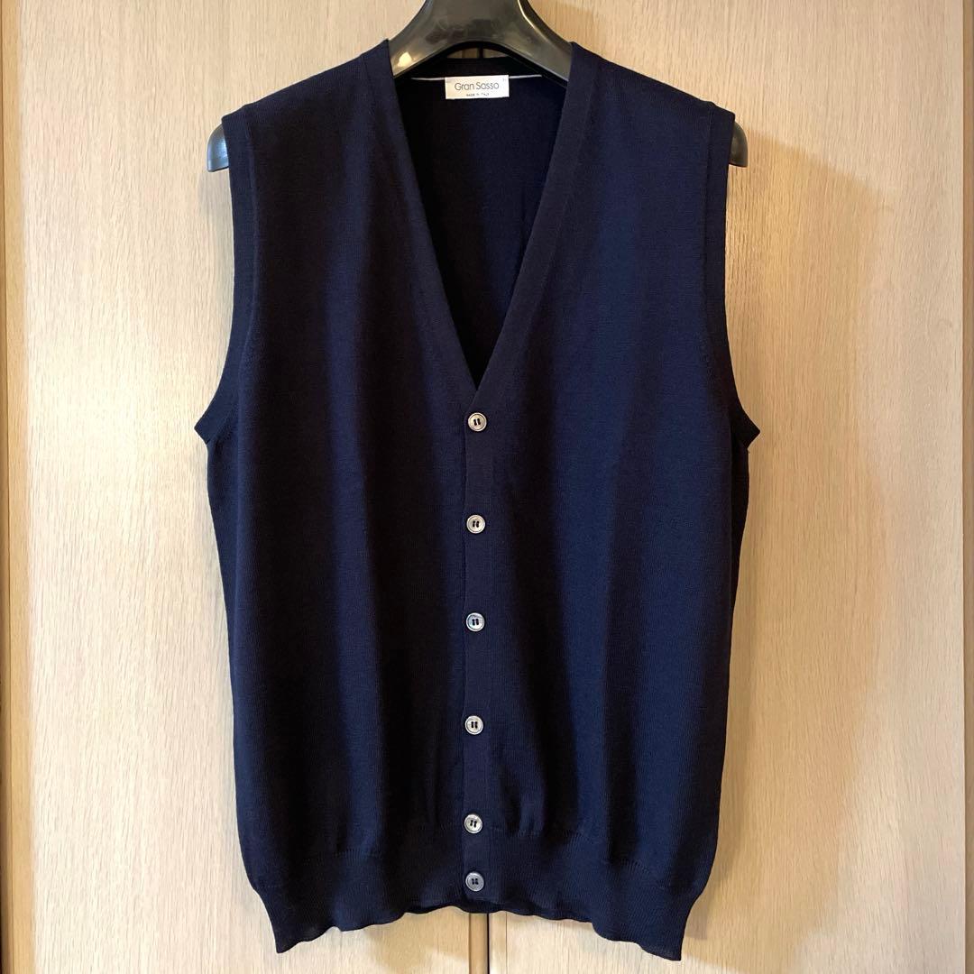 【Hanami】 グランサッソ ハイゲージウール ニットベスト 50 濃紺