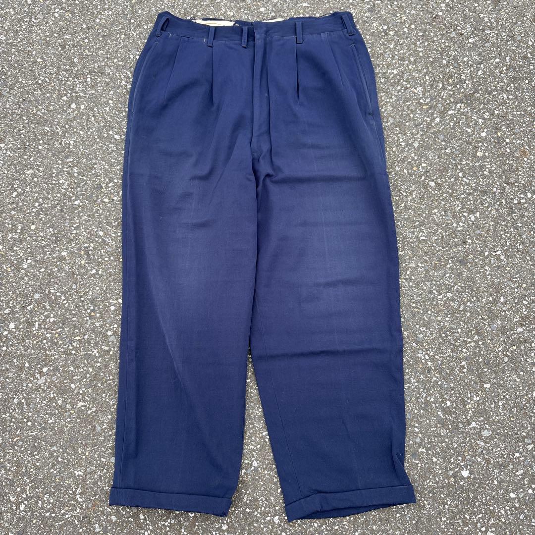 50s vintage wool gabardine slacks ナス紺