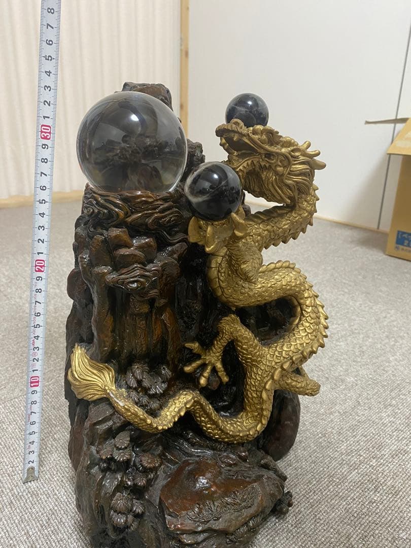 風水山水龍 金龍上山（大）33cm 置物