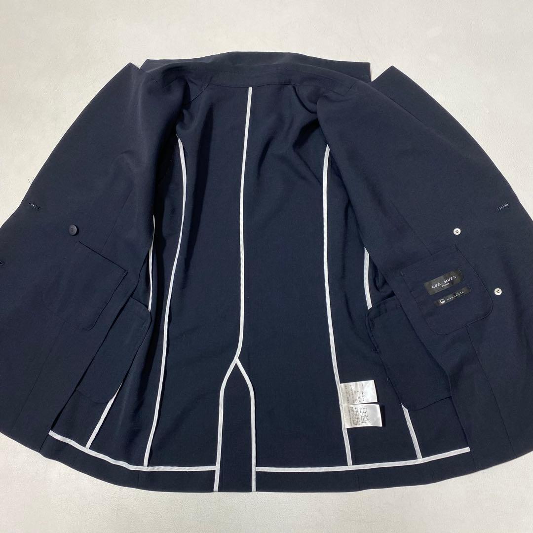 ⚫︎極美品 LES MUES ストレッチ トロピカルダブルブレストジャケット 紺
