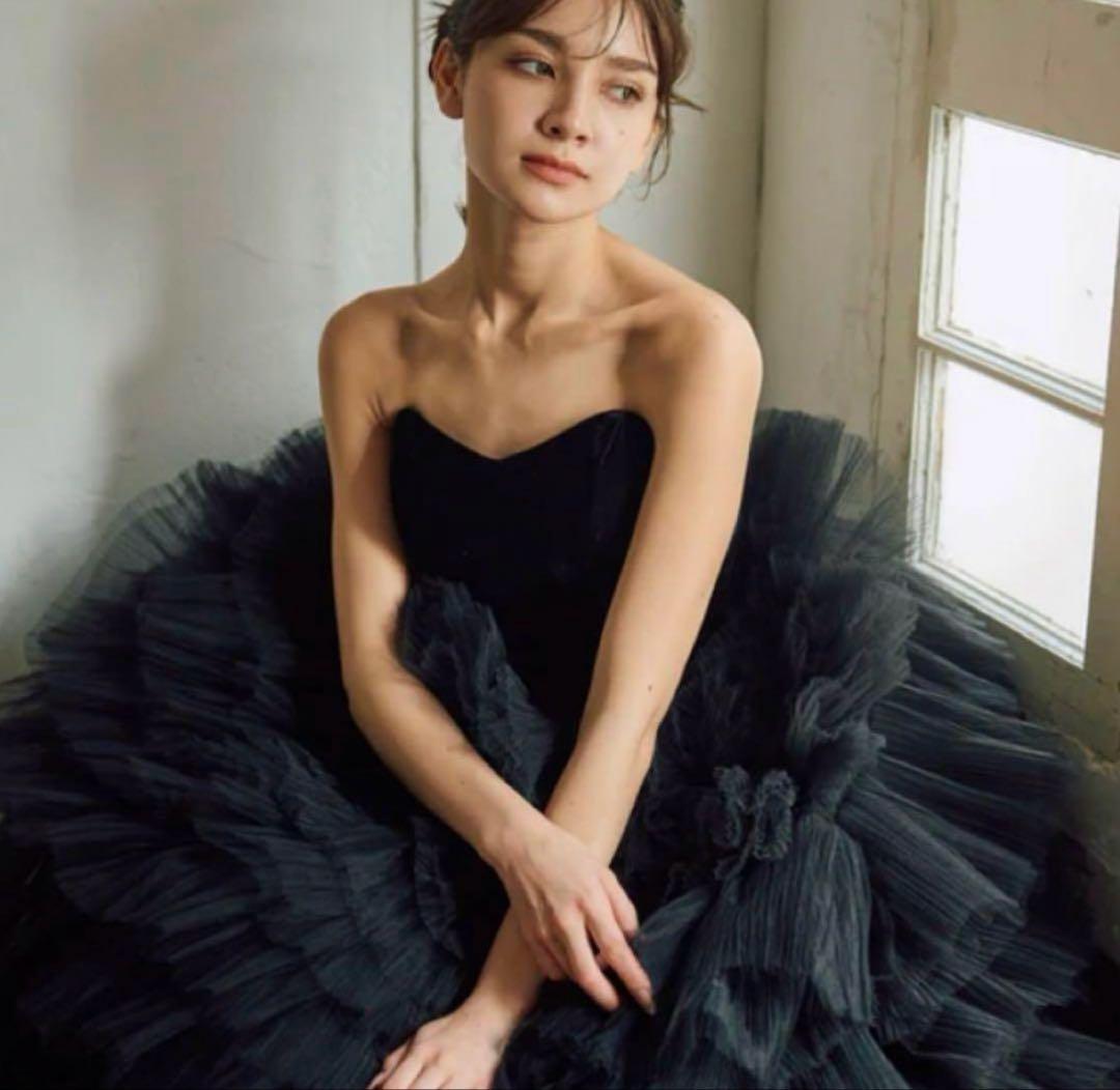 ドレスプロダクション　ベロアチュールティアードドレス（W302BK）