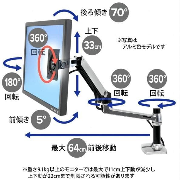 エルゴトロン LX デスクマウント モニターアーム 32インチ アマゾン版