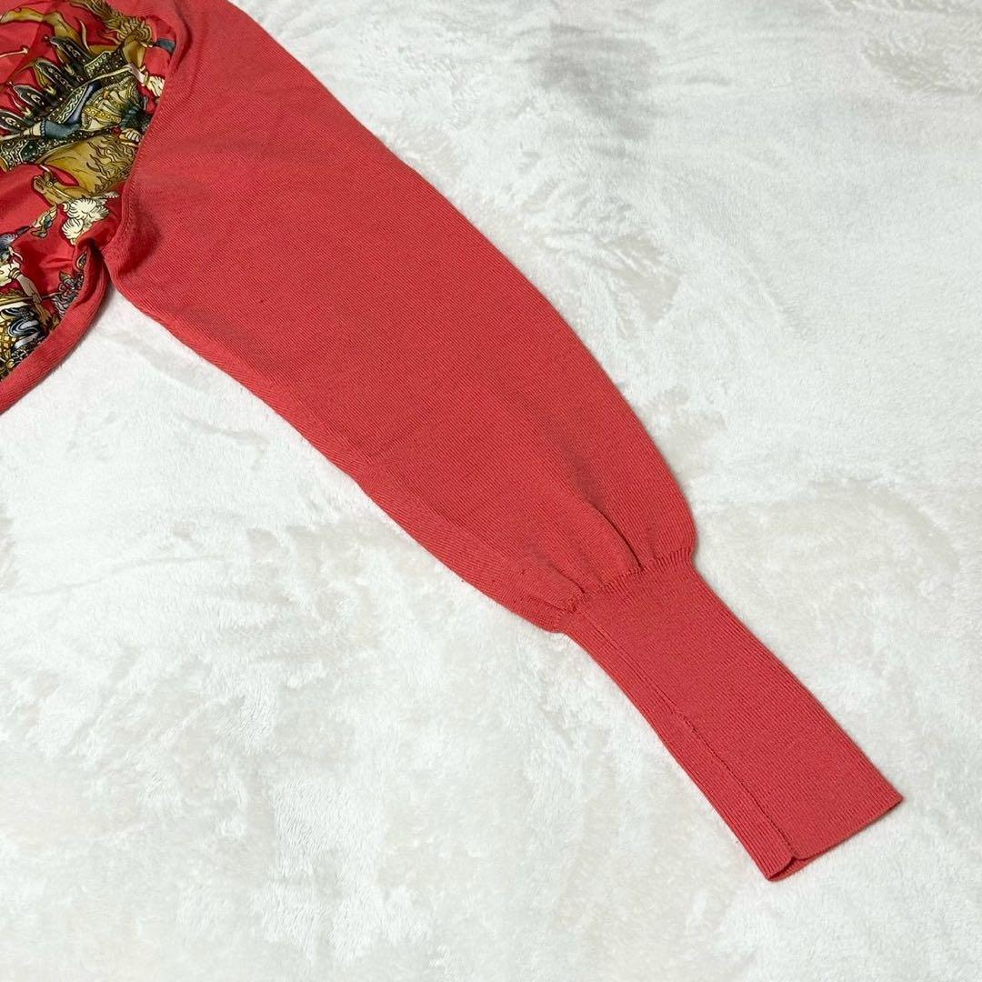 ★美品★エルメス　カーディガン　スカーフ柄　カレ　シルク　金ボタン　セリエボタン
