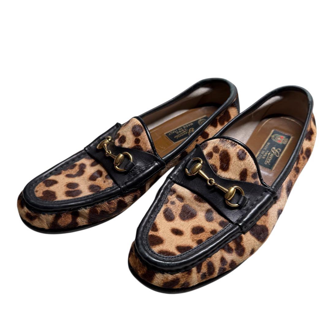 美品 レオパード ヒョウ柄 グッチ GUCCI ビットローファー ローファー