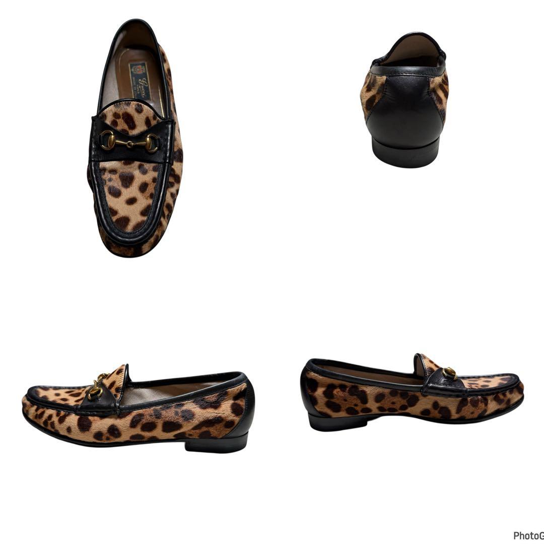美品 レオパード ヒョウ柄 グッチ GUCCI ビットローファー ローファー