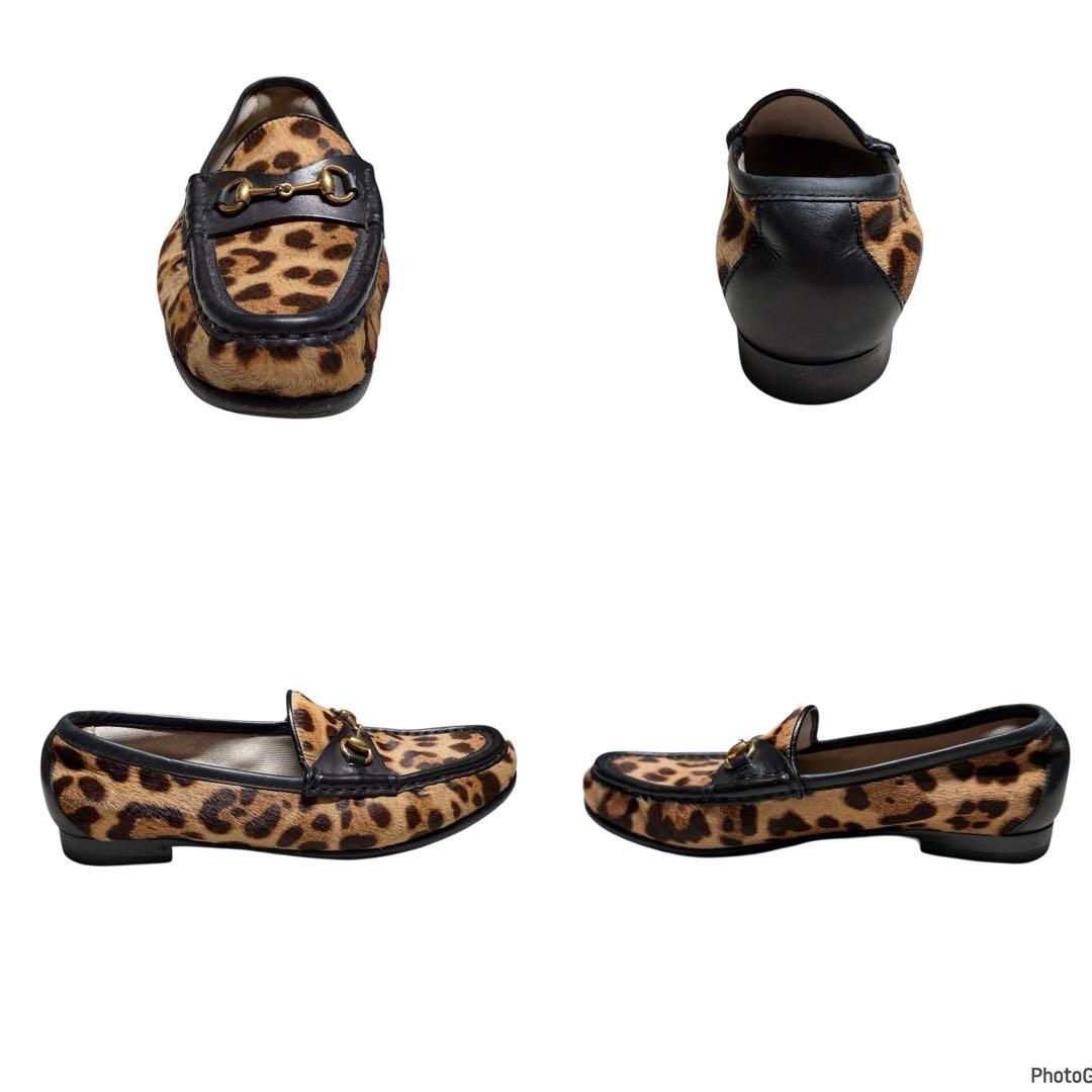 美品 レオパード ヒョウ柄 グッチ GUCCI ビットローファー ローファー