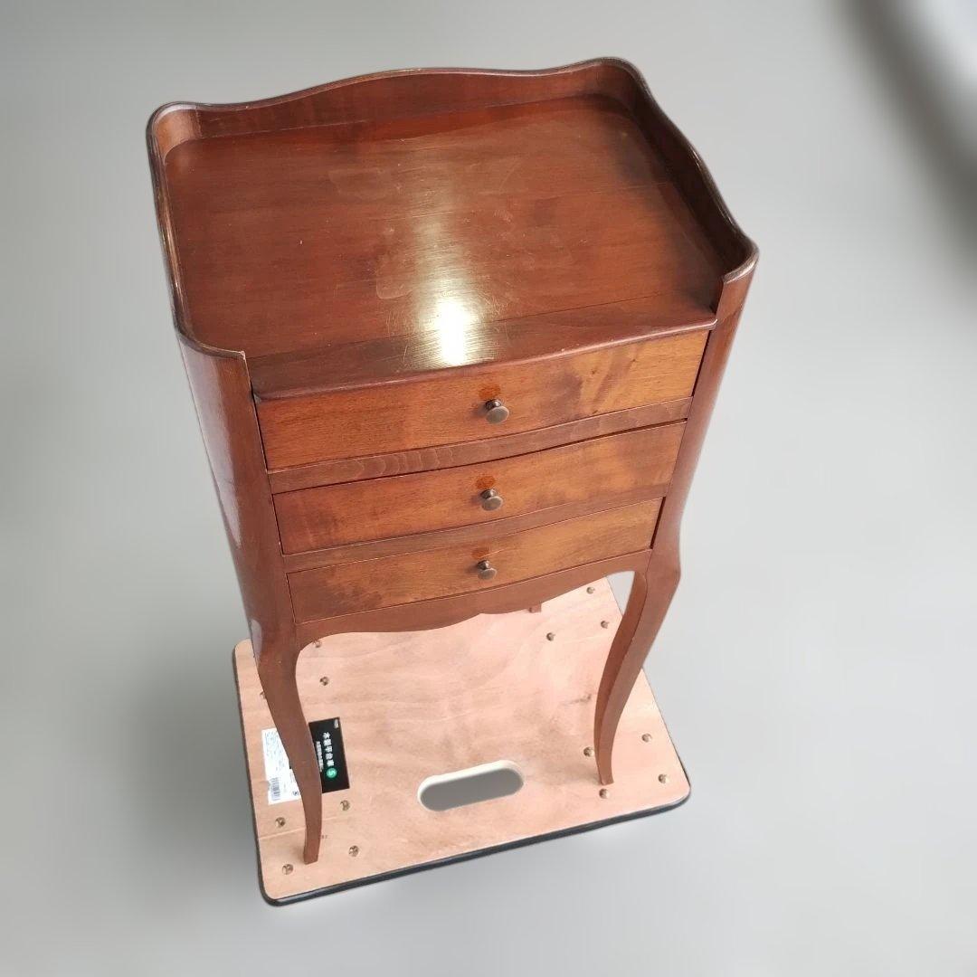 アンティーク　猫足　三段引出し　サイドキャビネット　ナイトキャビネット