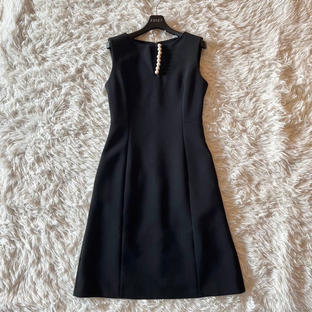 美品✨ ヨーコチャン パール Aライン ワンピース ドレス ブラック 38