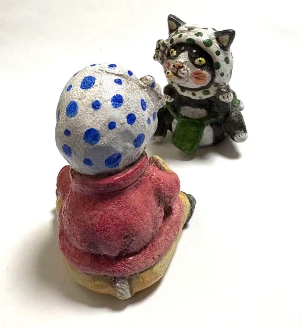 縁起物❣️ひょっとことひょっと猫セット❤️陶器人形、置物、火男、火神様、運気、作家