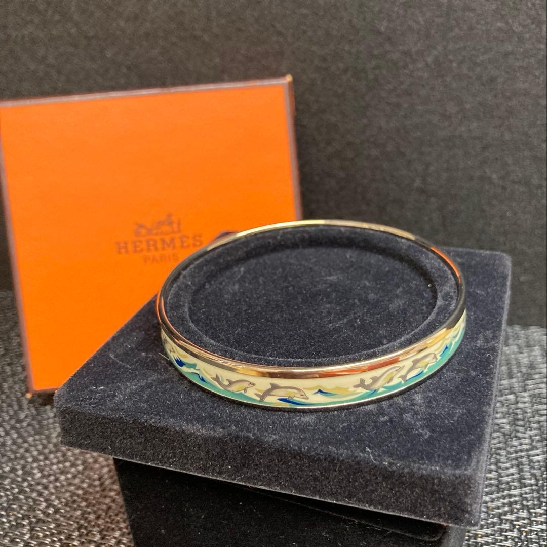 エルメス エマイユPM 七宝焼 バングル イルカ柄 箱付き 【箱の表面傷あり】