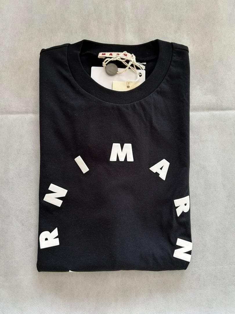 【残2】大人もOK MARNI シャツ 半袖 ロゴ ブラック 12Y 150cm