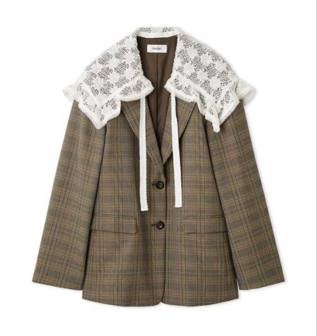 スナイデルsnidelレースカラーテーラードジャケットチェック