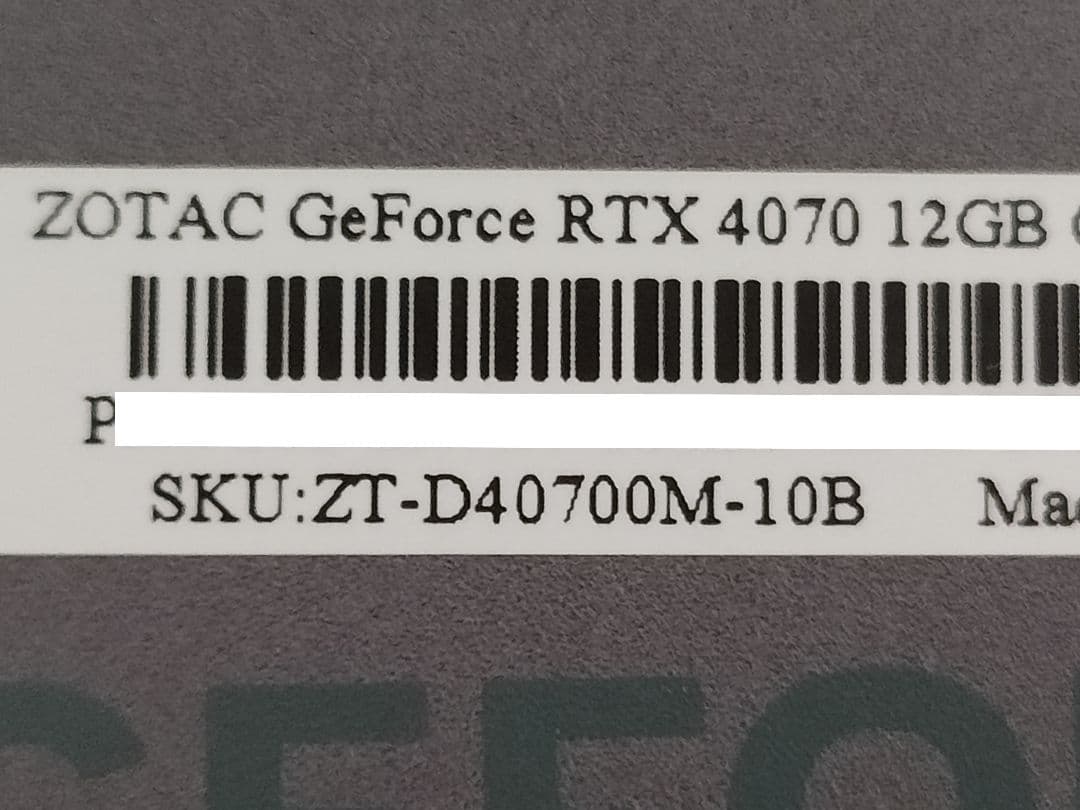 s*a様 ZOTAC GeForce RTX4070 12GB
