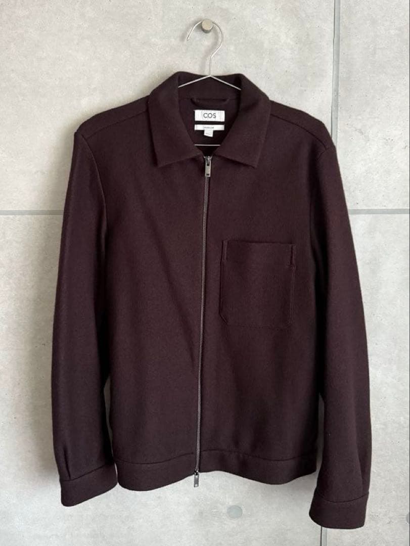 COS メリノウール ハリントンジャケット ブラウン ジップアップブルゾン