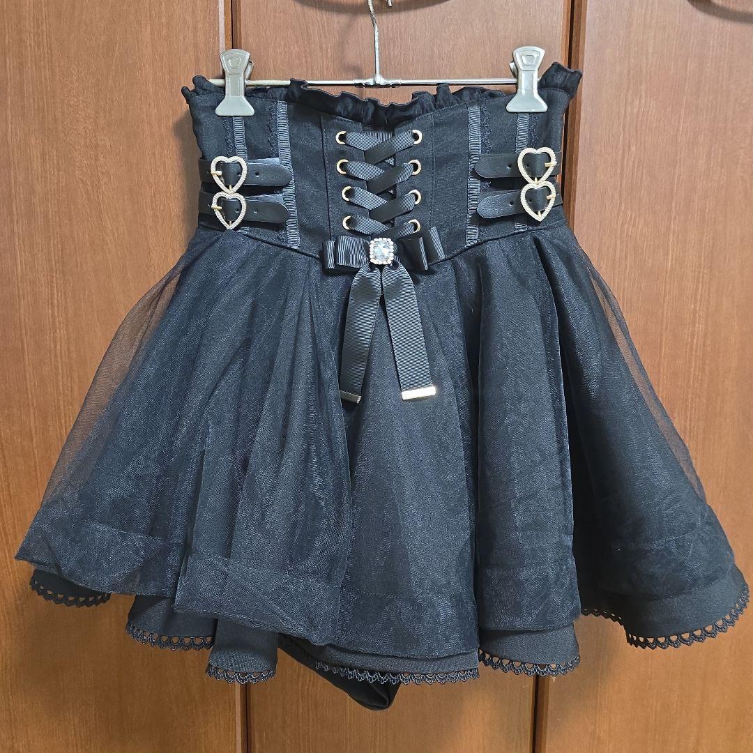 LIZLISA レースアップコルセットライクスカパン ブラック