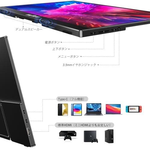 モバイルモニター 15.6インチ InnoView モバイルディスプレイ 自立m