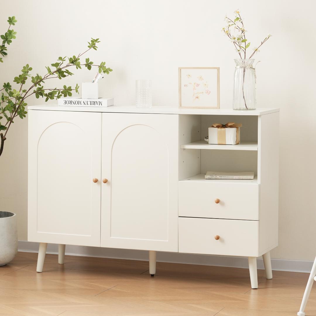 限定価格！キャビネット サイドボード コンパクトリビングボード　WHITE