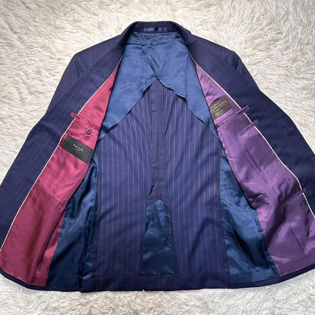 現行 極美品 ポールスミス カノニコ セットアップ 光沢 2トーンネイビー M2