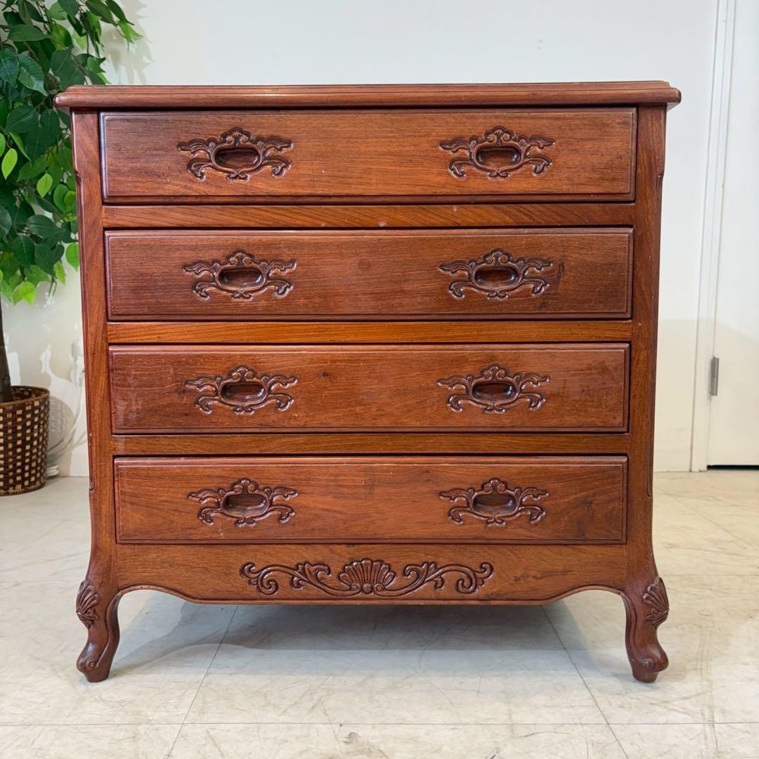 アジアンヴィンテージ　唐木家具　猫脚　4段チェスト